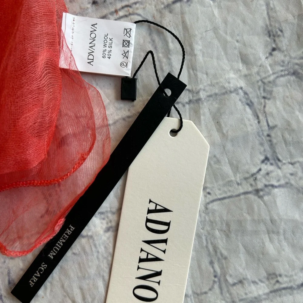 Silk wool orange Sheer Scarf pashmina